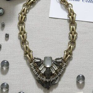 Stella And Dot Antique Gold Chunky Chain Decorative Stones Statement Necklace